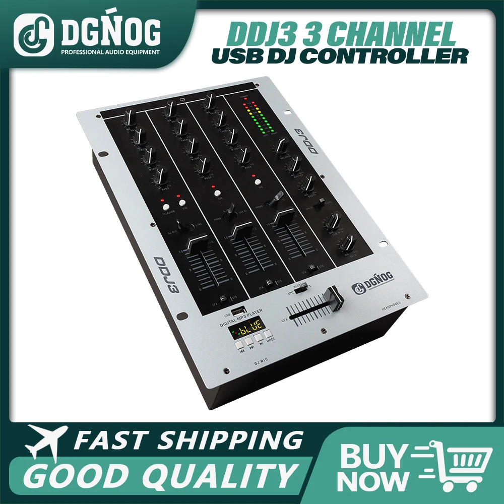 DGNOG Pro Mixer DDJ3 3-channel DJ Mixer with Built-in Audio Interface 3-Band Equalizer and Replaceable Crossfader for DJ Stage
DGNOG Pro Mixer DDJ3 3-channel DJ Mixer with Built-in Audio Interface 3-Band Equalizer and Replaceable Crossfader for DJ Stage