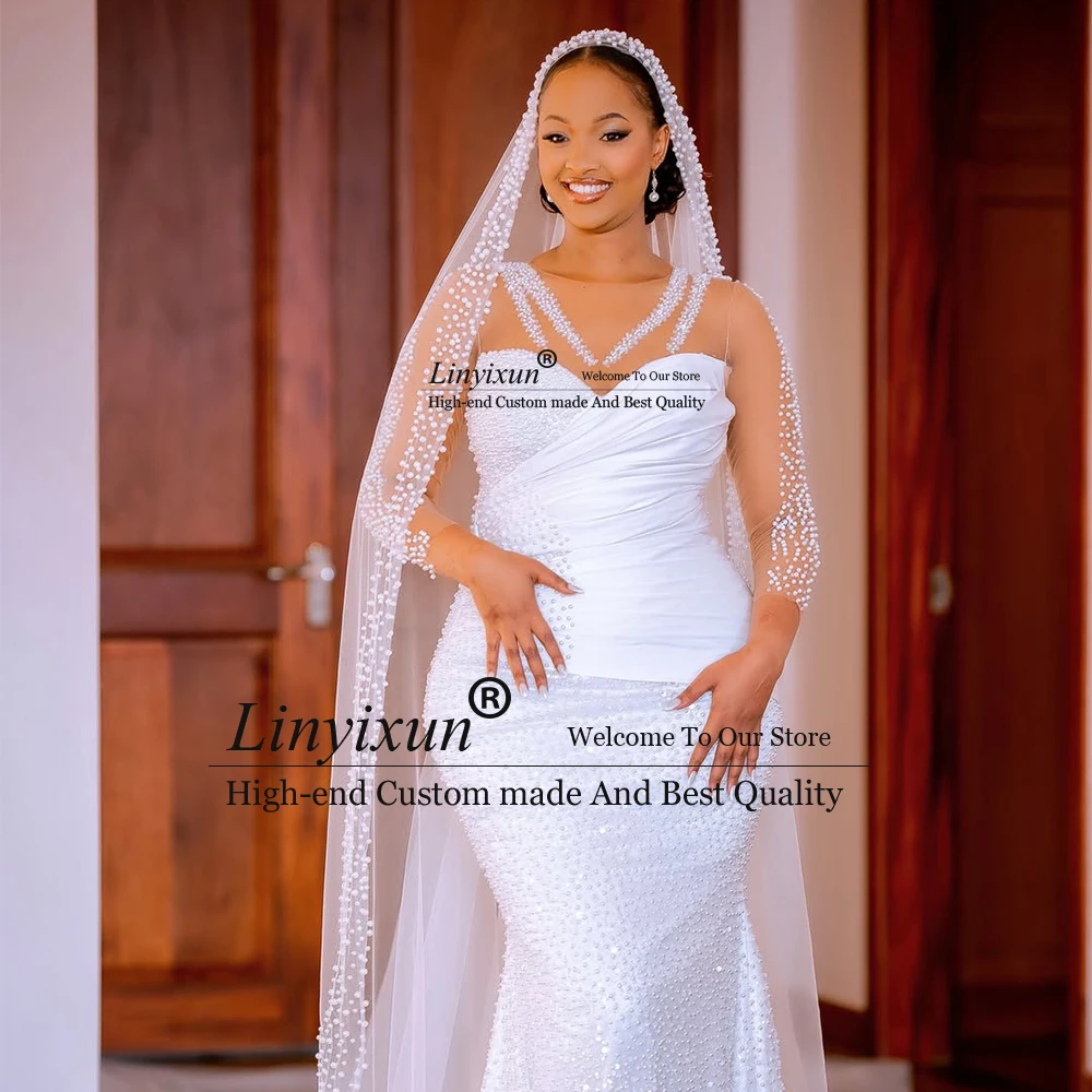 Elegant Pearls Wedding Dresses Women 2025 Luxury Mermaid Bridal Gowns for Bride Customized Long Sleeves Sparkly robe d'été femme
Elegant Pearls Wedding Dresses Women 2025 Luxury Mermaid Bridal Gowns for Bride Customized Long Sleeves Sparkly robe d'été femme