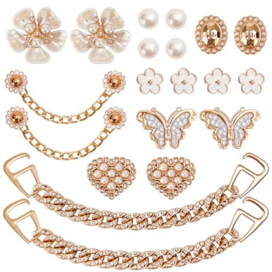 20 Pcs Bling Shoe Charms for Women Gold Chain Accessories Girly Cute Shoe Decoration Include Pearl Rhinestone Butterfly Flower
20 Pcs Bling Shoe Charms for Women Gold Chain Accessories Girly Cute Shoe Decoration Include Pearl Rhinestone Butterfly Flower
