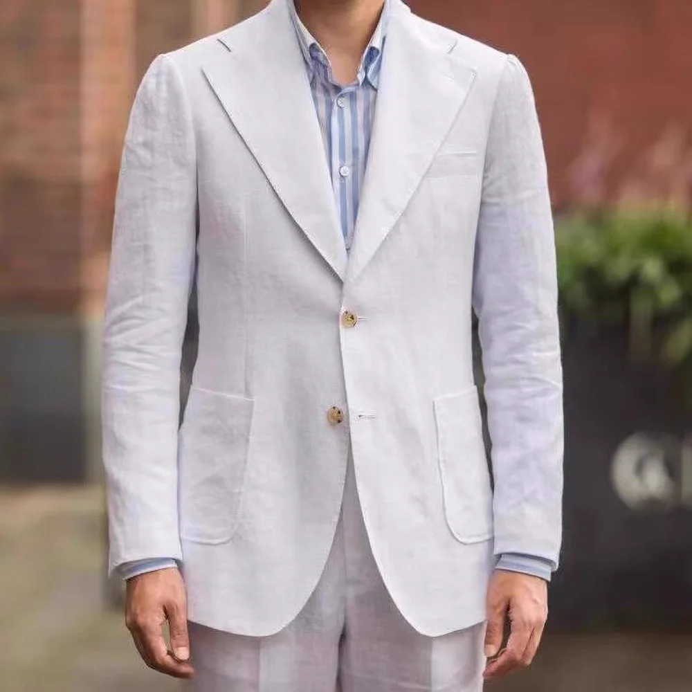 Summer Linen Men Suits 2 Piece Fashion Peak Lapel Single Breasted Male Suit Slim Fit High Quality Smart Casual Wedding Tuxedo
Summer Linen Men Suits 2 Piece Fashion Peak Lapel Single Breasted Male Suit Slim Fit High Quality Smart Casual Wedding Tuxedo