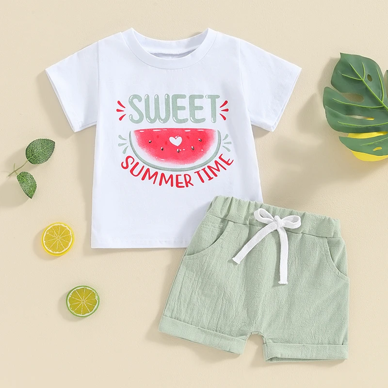 Suefunskry Toddler Girls Summer Casual Shorts Set Short Sleeve Letter Watermelon Print T-shirt Tops Solid Color Shorts Outfits
Suefunskry Toddler Girls Summer Casual Shorts Set Short Sleeve Letter Watermelon Print T-shirt Tops Solid Color Shorts Outfits