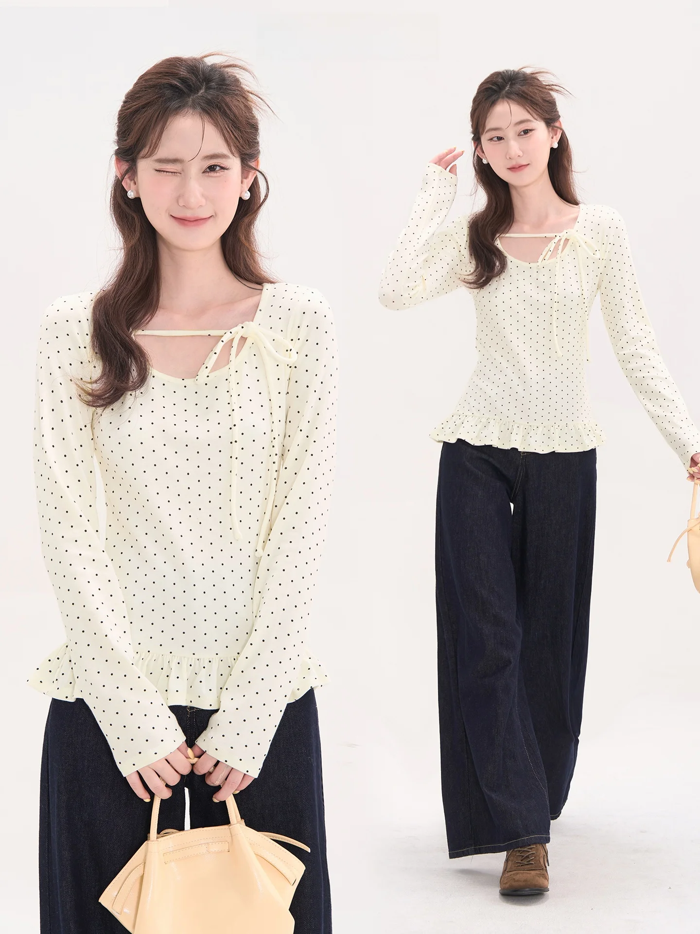 Женская футболка Sweet Sle Long Sve с круглым вырезом и точечным узором по краю, дышащая, удобная, осенняя модная одежда для девочек
Женская футболка Sweet Sle Long Sve с круглым вырезом и точечным узором по краю, дышащая, удобная, осенняя модная одежда для девочек