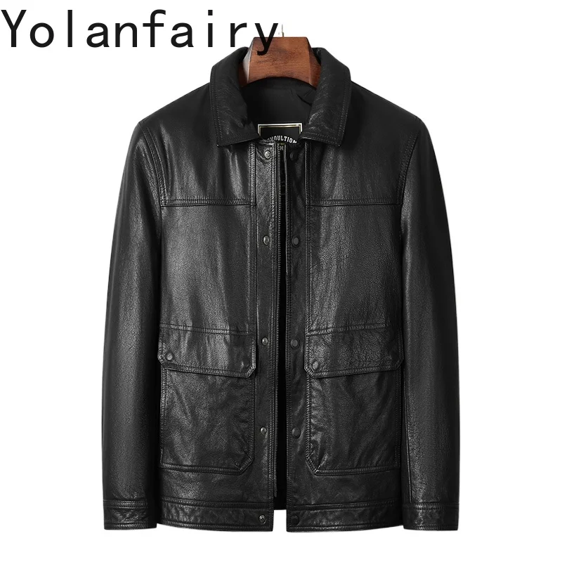 YOLANFAIRY куртки из 100% натуральной яловой кожи, мужские весенне-осенние короткие повседневные деловые куртки из натуральной кожи, мужское пальто Chaquetas
YOLANFAIRY куртки из 100% натуральной яловой кожи, мужские весенне-осенние короткие повседневные деловые куртки из натуральной кожи, мужское пальто Chaquetas