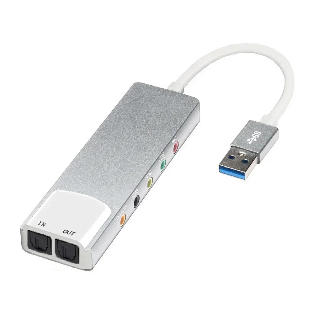 Portable Aluminum USB External Sound Card SPDIF Optical Fiber Output 5 1 Channel AC3 for DTS Compatible with OS