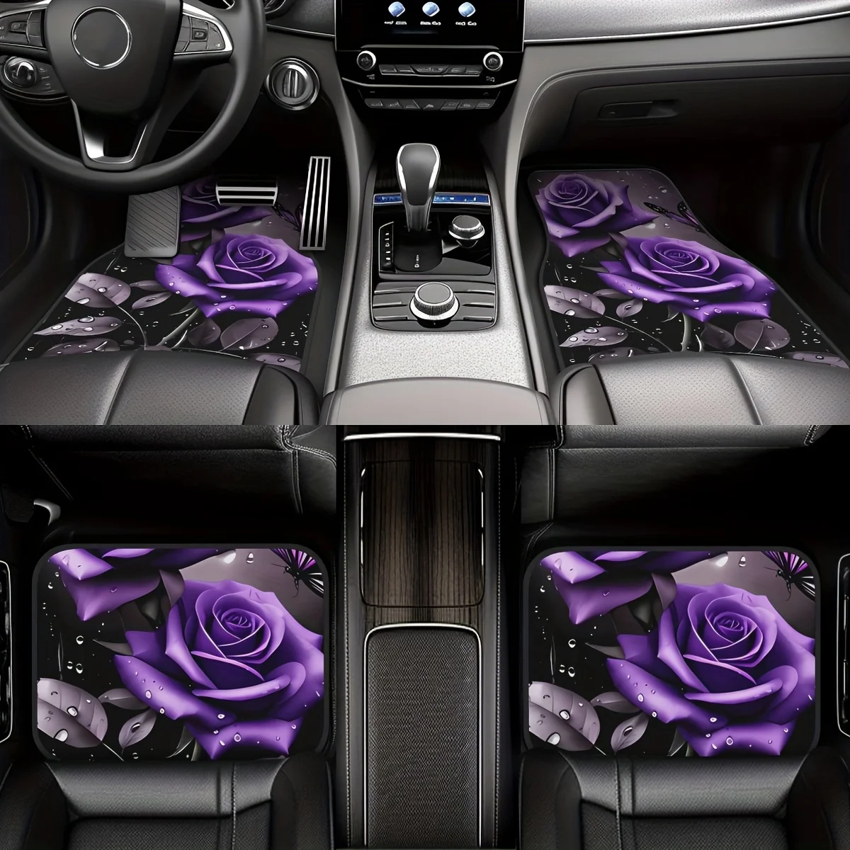 4pcs Elegant Purple Rose Print Car Floor Mats - Full Coverage Front & Rear Seat Set, Durable Polyester, High-Quality Floral Desi
4pcs Elegant Purple Rose Print Car Floor Mats - Full Coverage Front & Rear Seat Set, Durable Polyester, High-Quality Floral Desi