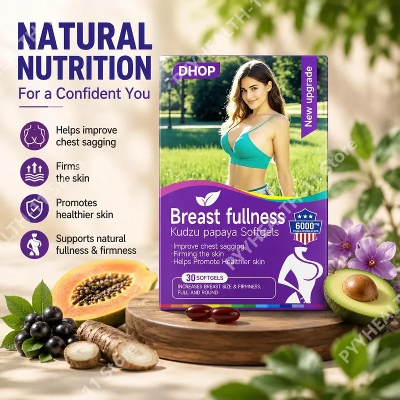 Breast Fullness Kudzu Papaya Softgels with Wild Papaya and Kudzu Root Helps Improve Chest Sagging and Healthier Skin 30 Softgels
Breast Fullness Kudzu Papaya Softgels with Wild Papaya and Kudzu Root Helps Improve Chest Sagging and Healthier Skin 30 Softgels