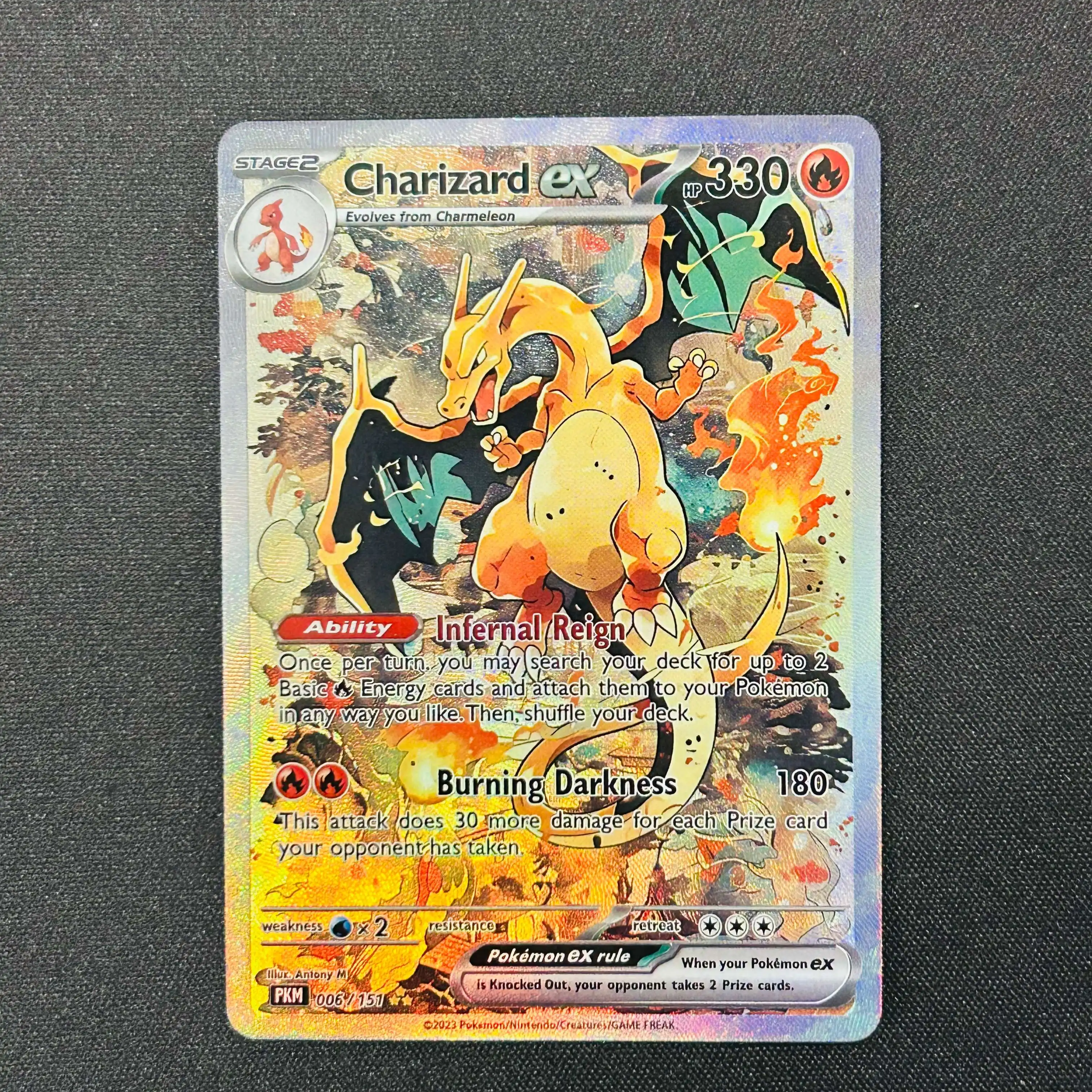 Pokemon English Charizard ex 006/151 DIY Holographic Foil Texture Card, Perfect Condition Premium Anime Collection Card
Pokemon English Charizard ex 006/151 DIY Holographic Foil Texture Card, Perfect Condition Premium Anime Collection Card
