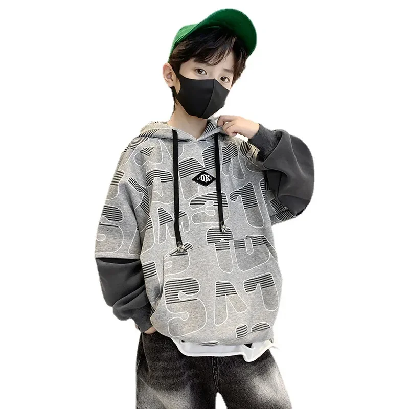Hooded Sweatshirt for Boys Spring Autumn New Patchwork Casual Tops Kids Clothes Teens Letter Full Print Pullovers 10 12 14 Y
Hooded Sweatshirt for Boys Spring Autumn New Patchwork Casual Tops Kids Clothes Teens Letter Full Print Pullovers 10 12 14 Y