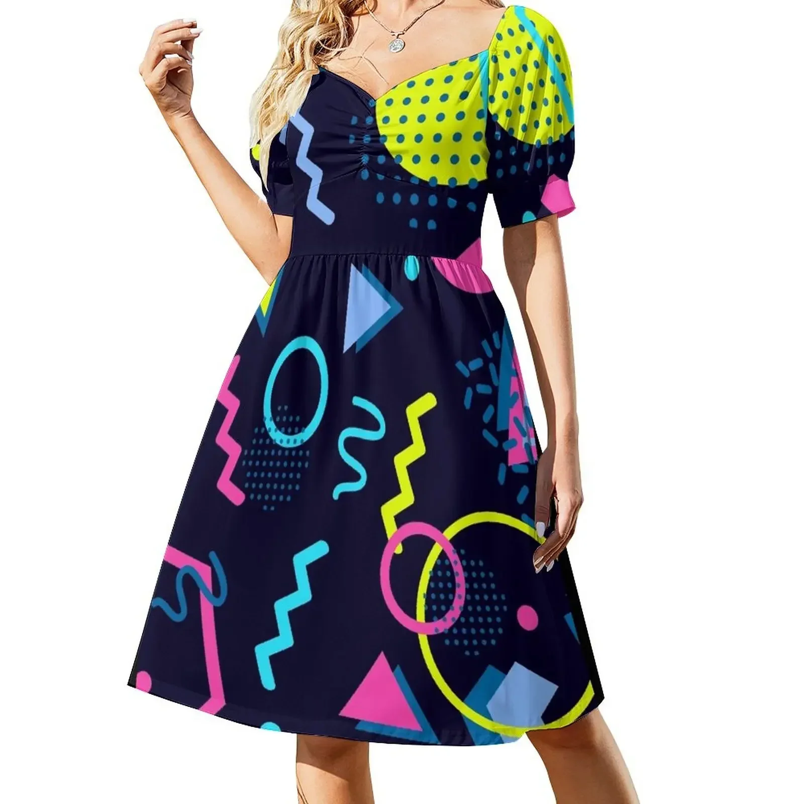 Retro Style 70s 80s 90s Memphis Style Abstract Short-Sleeved Dress luxury evening dresses 2025 Dress
Retro Style 70s 80s 90s Memphis Style Abstract Short-Sleeved Dress luxury evening dresses 2025 Dress