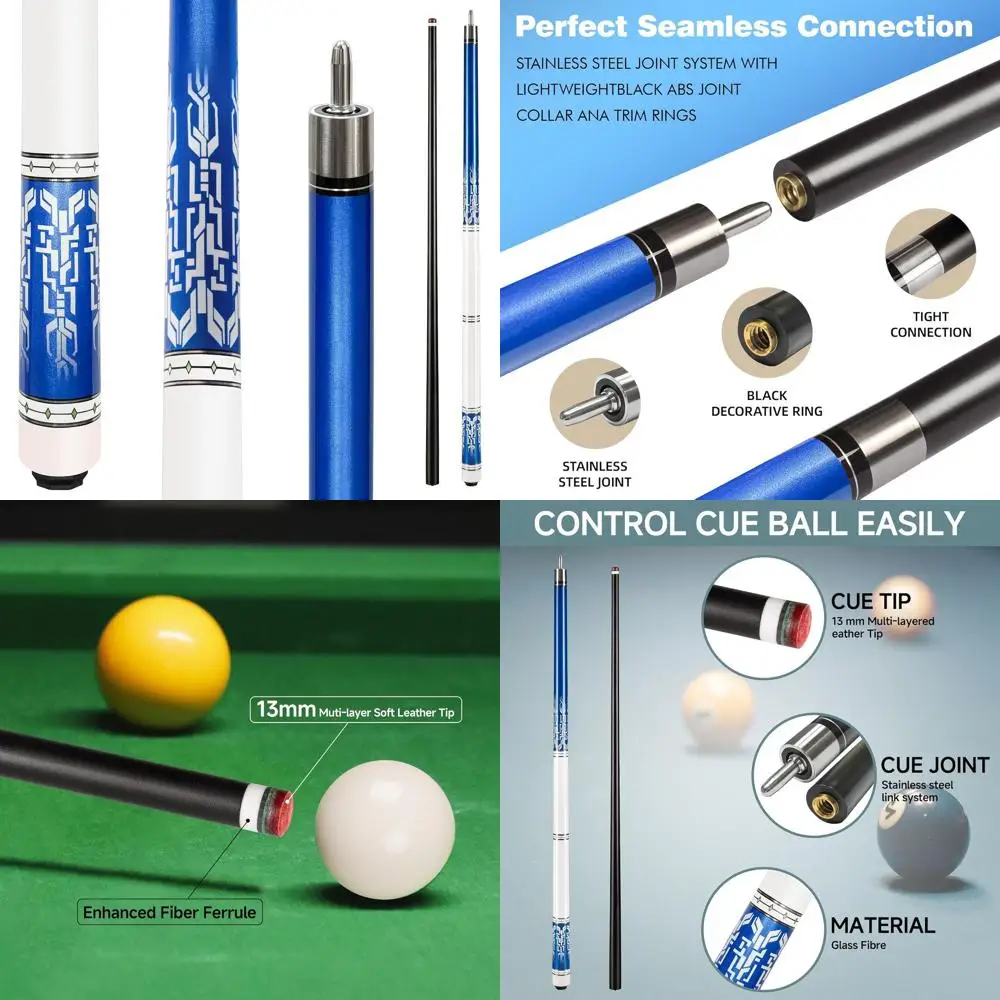 Professional Fiberglass Pool Cue 58, 12.7mm 4-Layer Tip, Ultra-Smooth, Billiards Stick with 3 * 8/8 Joint Pins
Professional Fiberglass Pool Cue 58, 12.7mm 4-Layer Tip, Ultra-Smooth, Billiards Stick with 3 * 8/8 Joint Pins