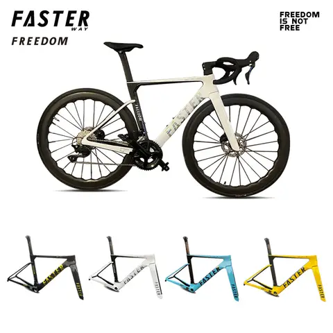 New Model T47 FASTERWAY Freedom Frameset Carbon Bike Road Frame with Fork Seatpost Clamp Headset Handlebar 32C Disc Brake