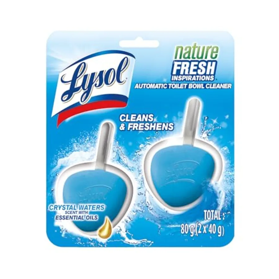 Lysol Automatic In-The-Bowl Toilet Cleaner, Cleans and Freshens Toilet Bowl, Atlantic Fresh Scent, 2 Count Pack of 1
Lysol Automatic In-The-Bowl Toilet Cleaner, Cleans and Freshens Toilet Bowl, Atlantic Fresh Scent, 2 Count Pack of 1