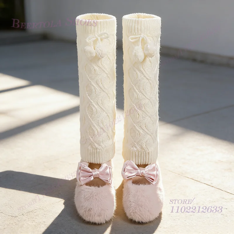 Knitted Socks Elastic Ballet Sandals Flats Cute Pink Flat Silk Pumps Girls Dark Brown Plush Pom Round Elastic Band Boots Women
Knitted Socks Elastic Ballet Sandals Flats Cute Pink Flat Silk Pumps Girls Dark Brown Plush Pom Round Elastic Band Boots Women