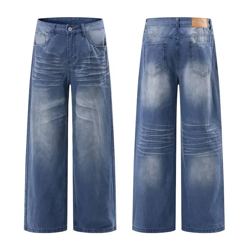 American Style Washed Distressed Men's Jeans Vintage Washed Straight Loose Wide Leg Versatile Denim Long Pants
American Style Washed Distressed Men's Jeans Vintage Washed Straight Loose Wide Leg Versatile Denim Long Pants