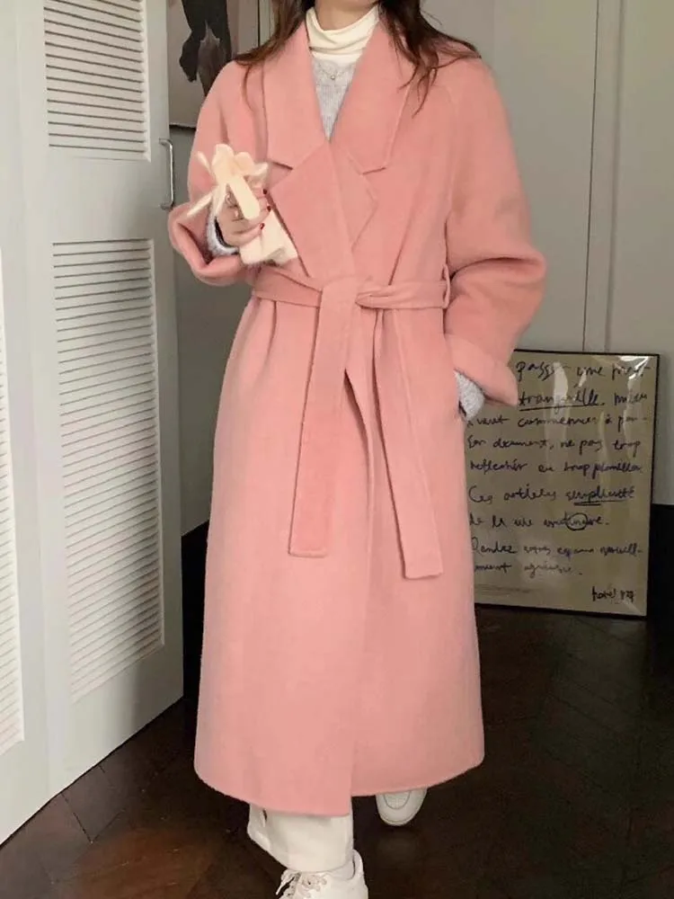 Temperament suit collar loose lace up woolen coat 2024 winter Korean fashion women's clothing
Temperament suit collar loose lace up woolen coat 2024 winter Korean fashion women's clothing