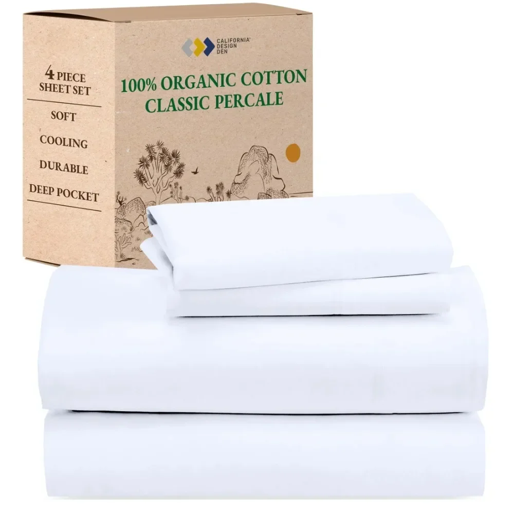California King Sheets, 100% Organic Cotton Sheets - Percale Cooling Sheets, Deep Pockets, 4 Piece Bed Sheet Set
California King Sheets, 100% Organic Cotton Sheets - Percale Cooling Sheets, Deep Pockets, 4 Piece Bed Sheet Set