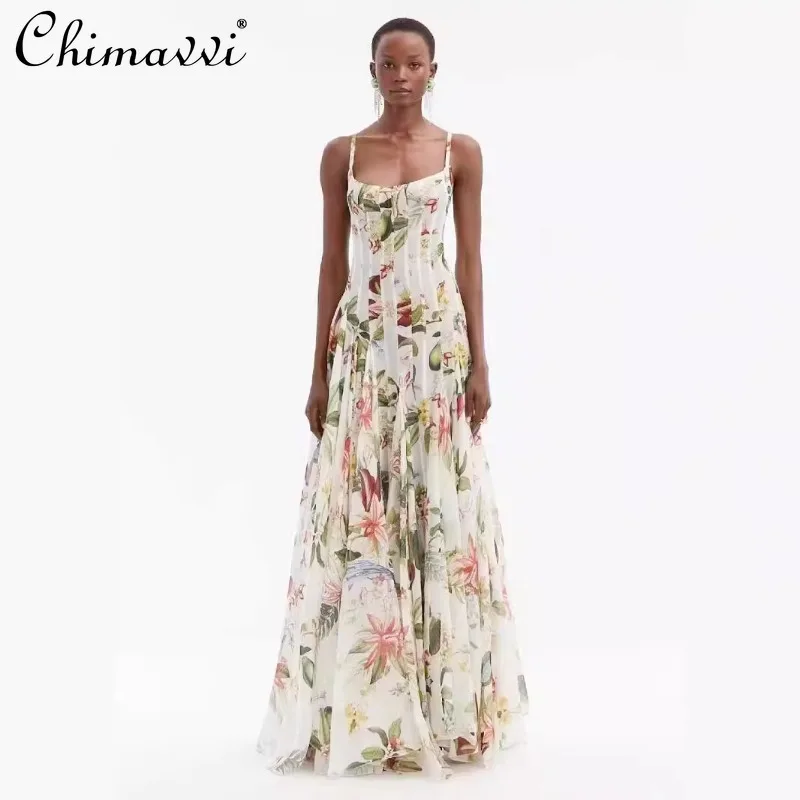 American 2025 Summer New Suspender U-neck Sleeveless Printing Waist Hollow Long Fashionable and versatile Dress For Women
American 2025 Summer New Suspender U-neck Sleeveless Printing Waist Hollow Long Fashionable and versatile Dress For Women