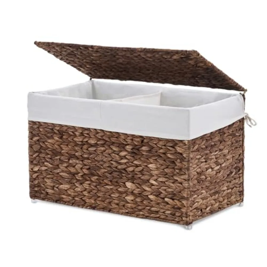Storage Basket with Lid Woven Wicker Shelf Basket with Removable Liner Metal Frame Rattan Storage Trunk with Handle for Laundry
Storage Basket with Lid Woven Wicker Shelf Basket with Removable Liner Metal Frame Rattan Storage Trunk with Handle for Laundry
