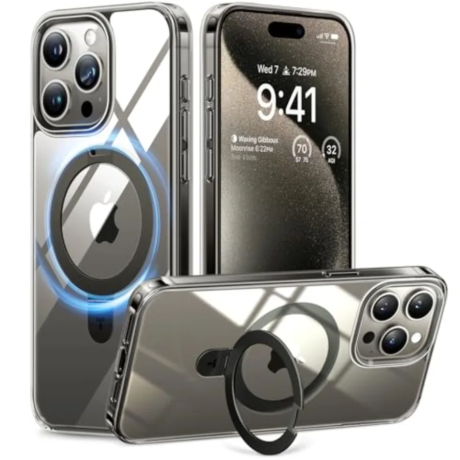 Magnetic Ostand for iPhone 15 Pro Max Case, Military Grade Drop Tested, Compatible with MagSafe, Built in Kickstand, Clear Slim
Magnetic Ostand for iPhone 15 Pro Max Case, Military Grade Drop Tested, Compatible with MagSafe, Built in Kickstand, Clear Slim