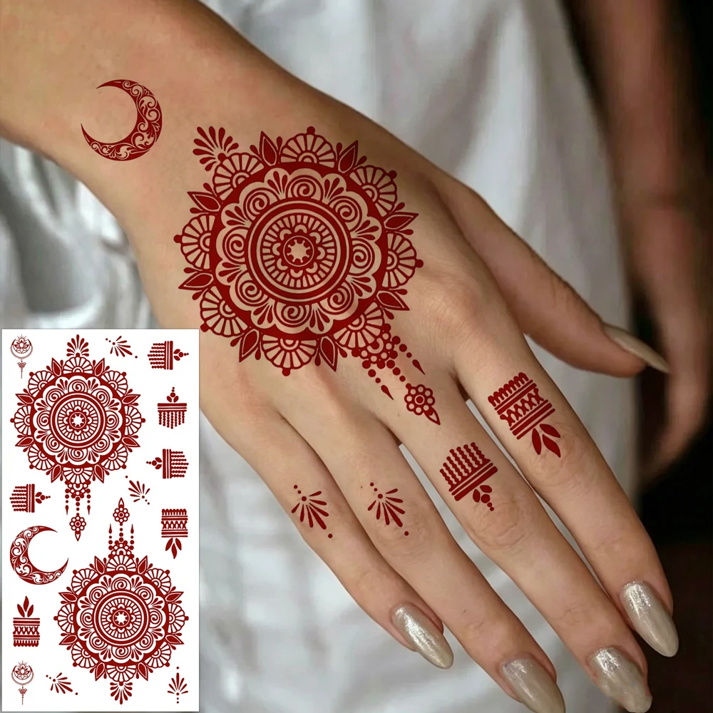 1pc Waterproof Brown Henna Temporary Tattoos for Women Flower Moon Fake Tattoo Sticker for Hand Mandala Body Sticker
1pc Waterproof Brown Henna Temporary Tattoos for Women Flower Moon Fake Tattoo Sticker for Hand Mandala Body Sticker