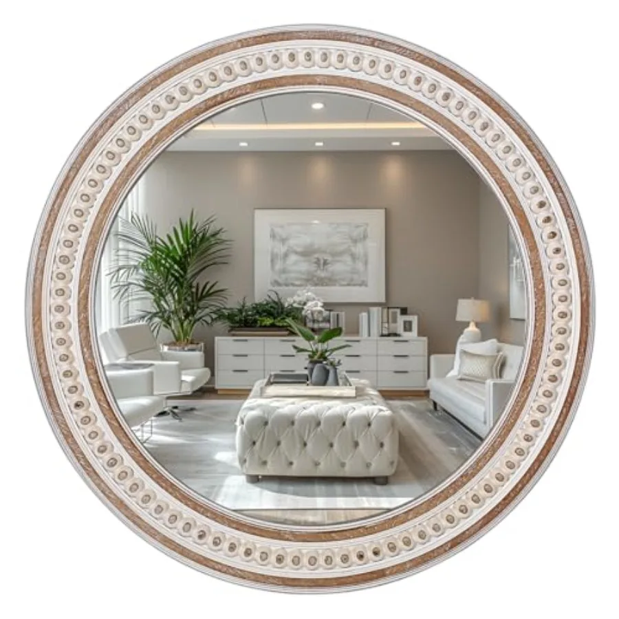 24 Inch Rustic Round Wall Mirrors - Wooden Farmhouse Circle Mirror for Bathroom, Entryway, Bedroom, Living Room, Entryway Decor
24 Inch Rustic Round Wall Mirrors - Wooden Farmhouse Circle Mirror for Bathroom, Entryway, Bedroom, Living Room, Entryway Decor