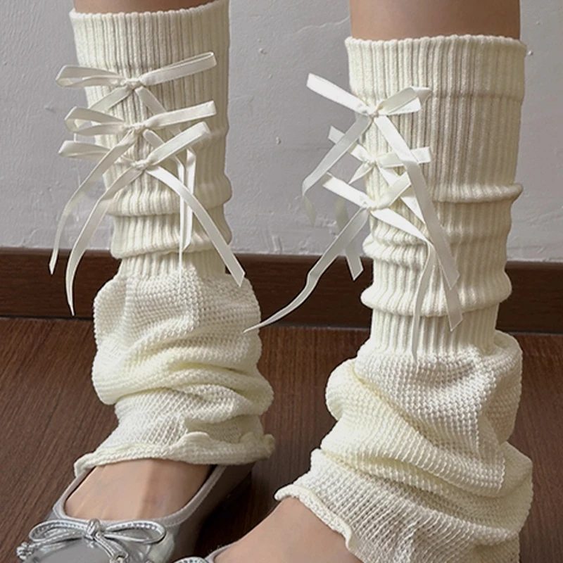 Белые носки с лентой и бантом, балетный стиль, комплект ног Y2k, субкультурные чулки с юбкой, многослойные термоноски, мода для холодной погоды 
Белые носки с лентой и бантом, балетный стиль, комплект ног Y2k, субкультурные чулки с юбкой, многослойные термоноски, мода для холодной погоды