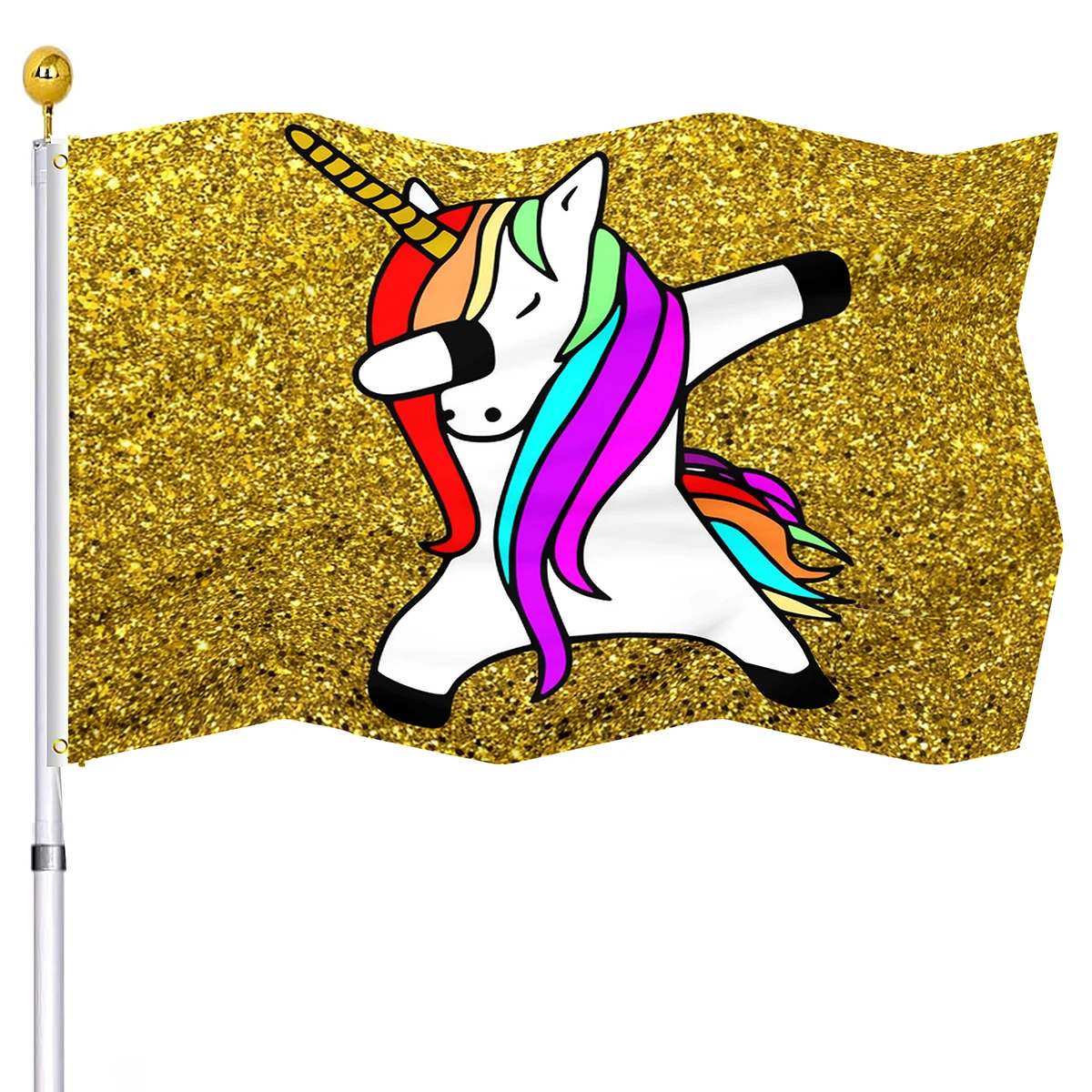 Funny Unicorn Dance Flag Banner with Brass Grommets Indoor Outdoor Decor Golden Background Double Stitched Flags for Women Men
Funny Unicorn Dance Flag Banner with Brass Grommets Indoor Outdoor Decor Golden Background Double Stitched Flags for Women Men
