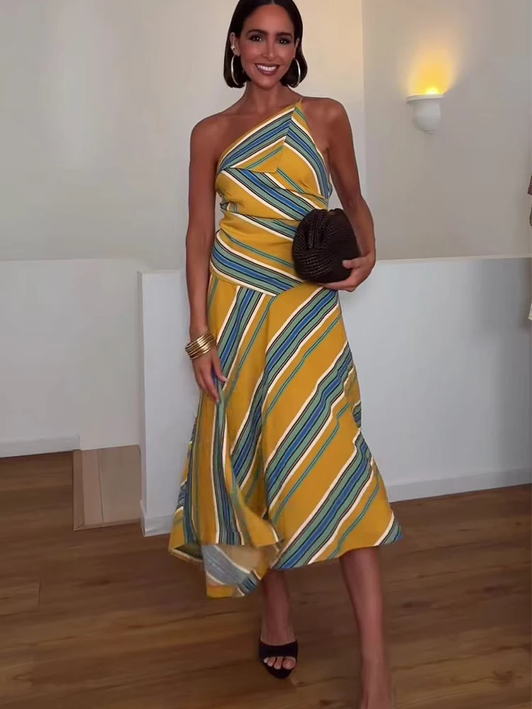 TFMLN Women Asymmetrical Strap Dress Sexy Backless Sleeveless Striped Robes 2026 New Lady Elegant Slim Evening Party Long Dress
TFMLN Women Asymmetrical Strap Dress Sexy Backless Sleeveless Striped Robes 2026 New Lady Elegant Slim Evening Party Long Dress