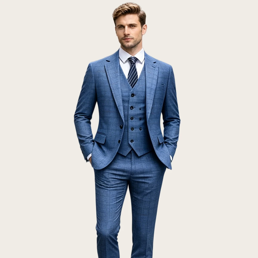 Mophiel 3 Pieces Men's Suits Plaid Wedding Groom Blazer with Notched Lapel Single Breasted Formal Business Jacket+Vest+Pants
Mophiel 3 Pieces Men's Suits Plaid Wedding Groom Blazer with Notched Lapel Single Breasted Formal Business Jacket+Vest+Pants