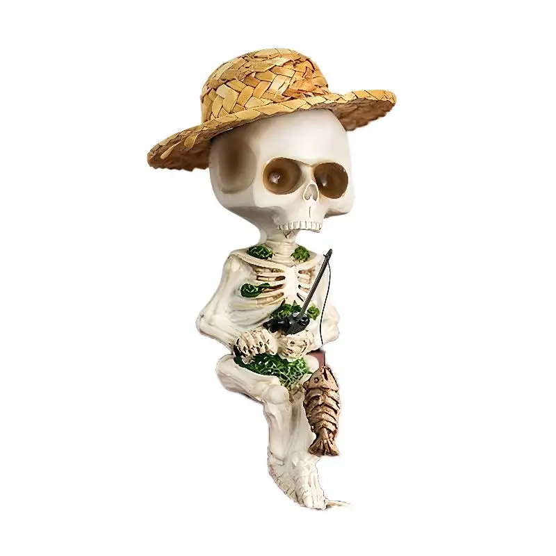 Resin Fishing Skeleton Statue Halloween Decoration Cute Skeleton Fisherman Sculpture Cute Skeleton Dwarf Statue, Suitable for Ou
Resin Fishing Skeleton Statue Halloween Decoration Cute Skeleton Fisherman Sculpture Cute Skeleton Dwarf Statue, Suitable for Ou