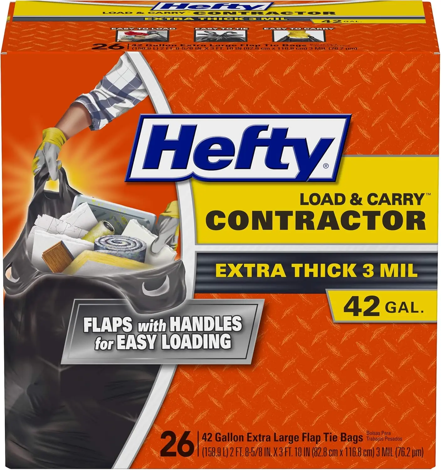42 Gallon Heavy Duty Contractor Trash Bags with Handle Flaps for Easy Load and Carry, 26 Count
42 Gallon Heavy Duty Contractor Trash Bags with Handle Flaps for Easy Load and Carry, 26 Count