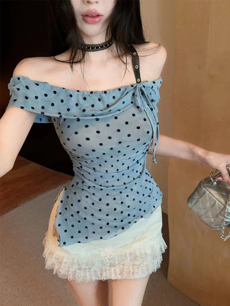 Summer Polka Dot Lace Paneling Drawstring Belted Shoulder Baring Top Half Skirt Sweet And Spicy Two Piece Set Korean Style Sl...
Summer Polka Dot Lace Paneling Drawstring Belted Shoulder Baring Top Half Skirt Sweet And Spicy Two Piece Set Korean Style Sl...