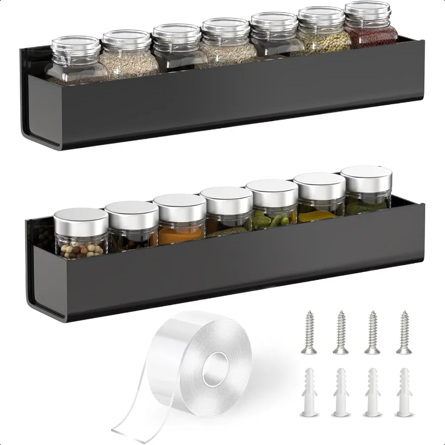 Adhesive Acrylic Spice Rack Organizer for Wall with Nano Double Sided Tape Spice Shelf Organization for Kitchen Cabinet Door Pa
Adhesive Acrylic Spice Rack Organizer for Wall with Nano Double Sided Tape Spice Shelf Organization for Kitchen Cabinet Door Pa