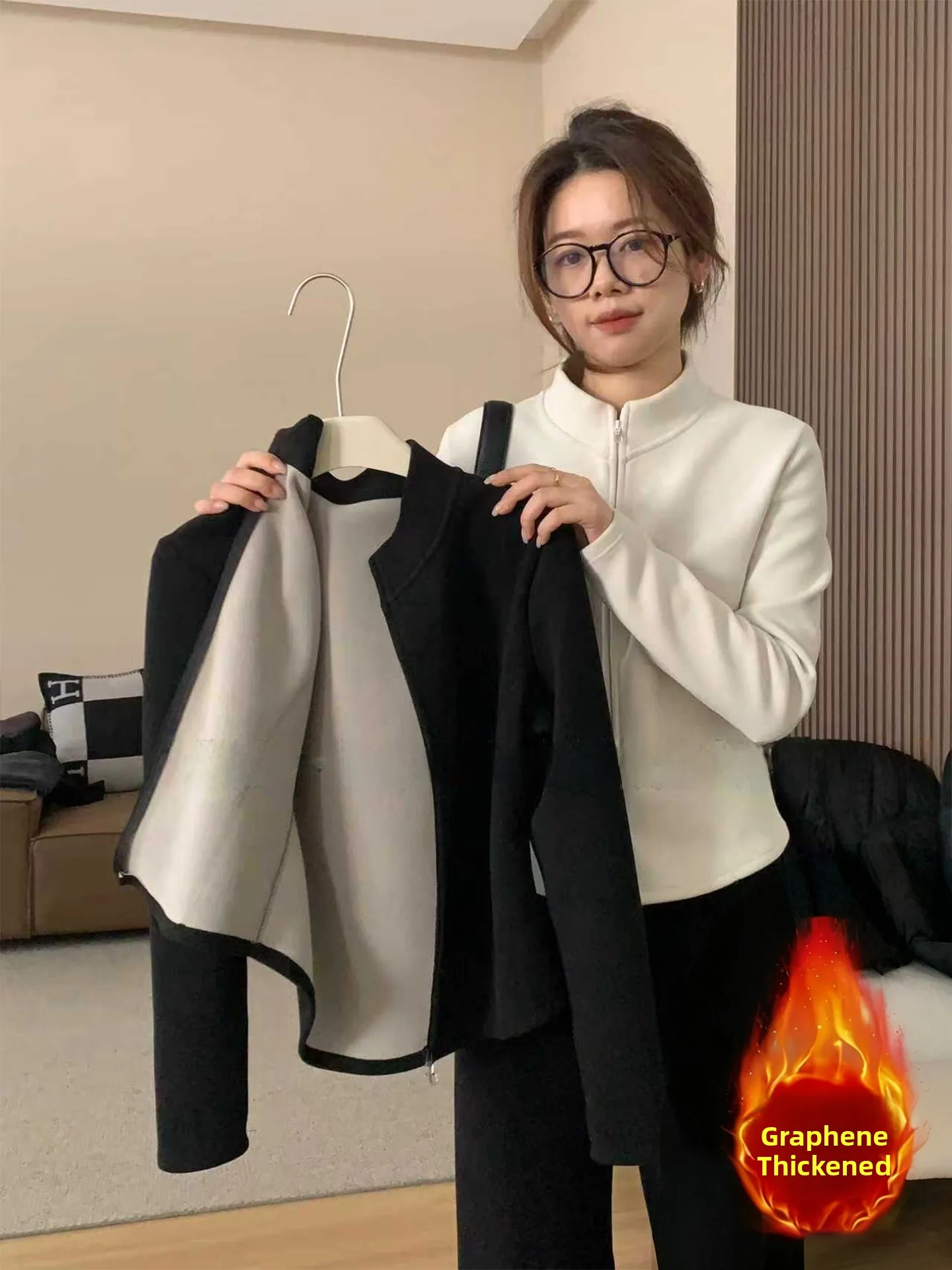 Graphene Slim Fit Fleece Lined down Jacket Women's Outdoor Thermal Sweatshirt Korean Style Long Sleeve round Neck Coat
Graphene Slim Fit Fleece Lined down Jacket Women's Outdoor Thermal Sweatshirt Korean Style Long Sleeve round Neck Coat