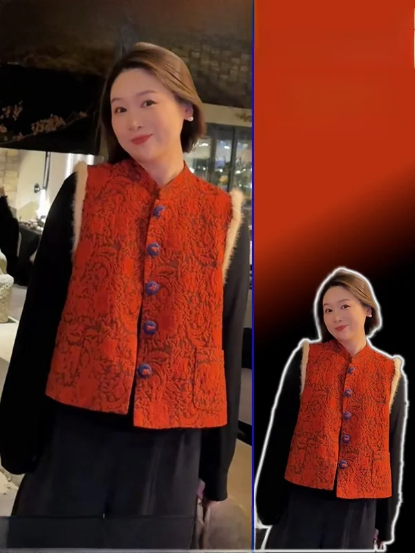 Red Embroidered Heavy Work Vest Top Women's plus Size New Chinese Style Vintage Sleeveless Outerwear Fashionable Commute Style
Red Embroidered Heavy Work Vest Top Women's plus Size New Chinese Style Vintage Sleeveless Outerwear Fashionable Commute Style
