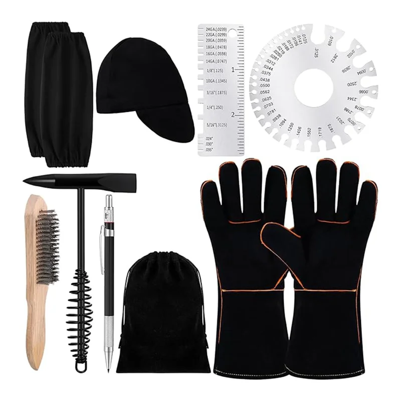 B08B-9 Pcs Welding Slag Removal Accessories And Tools Set Kit Welding Hat Chipping Hammer And Metal Sheet Thickness Gauges
B08B-9 Pcs Welding Slag Removal Accessories And Tools Set Kit Welding Hat Chipping Hammer And Metal Sheet Thickness Gauges