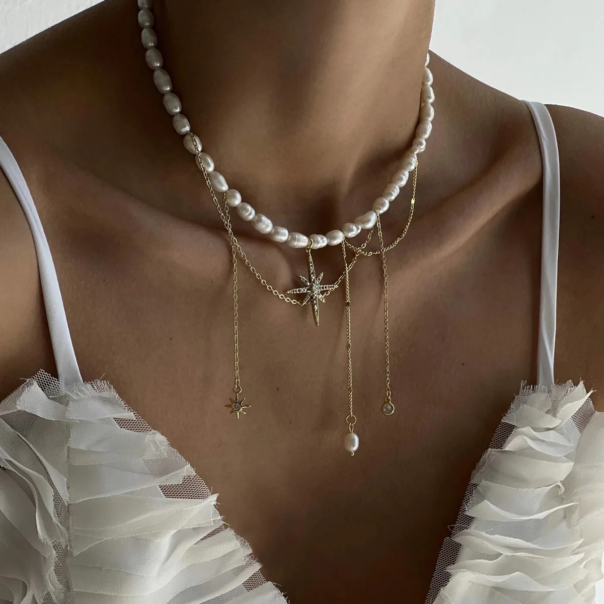 Boho Pearl Necklace - Hexagram Star Pendant with Alloy Tassel, Trendy Layered Bohemian Jewelry for Women
Boho Pearl Necklace - Hexagram Star Pendant with Alloy Tassel, Trendy Layered Bohemian Jewelry for Women