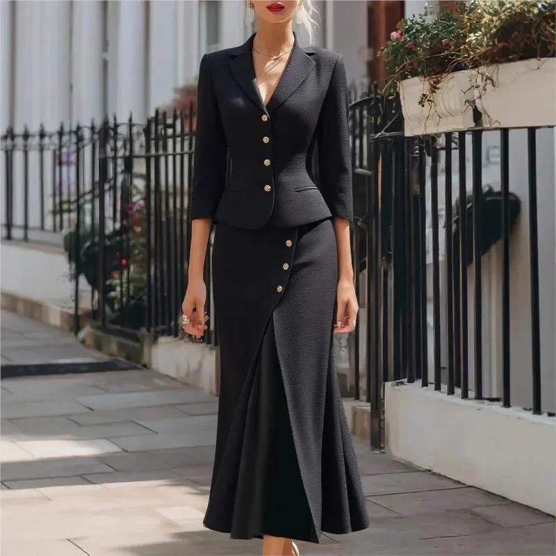 Женский элегантный офисный комплект с юбкой, темпераментный облегающий однотонный однобортный пиджак, костюмы, новый модный комплект из двух предметов
Женский элегантный офисный комплект с юбкой, темпераментный облегающий однотонный однобортный пиджак, костюмы, новый модный комплект из двух предметов