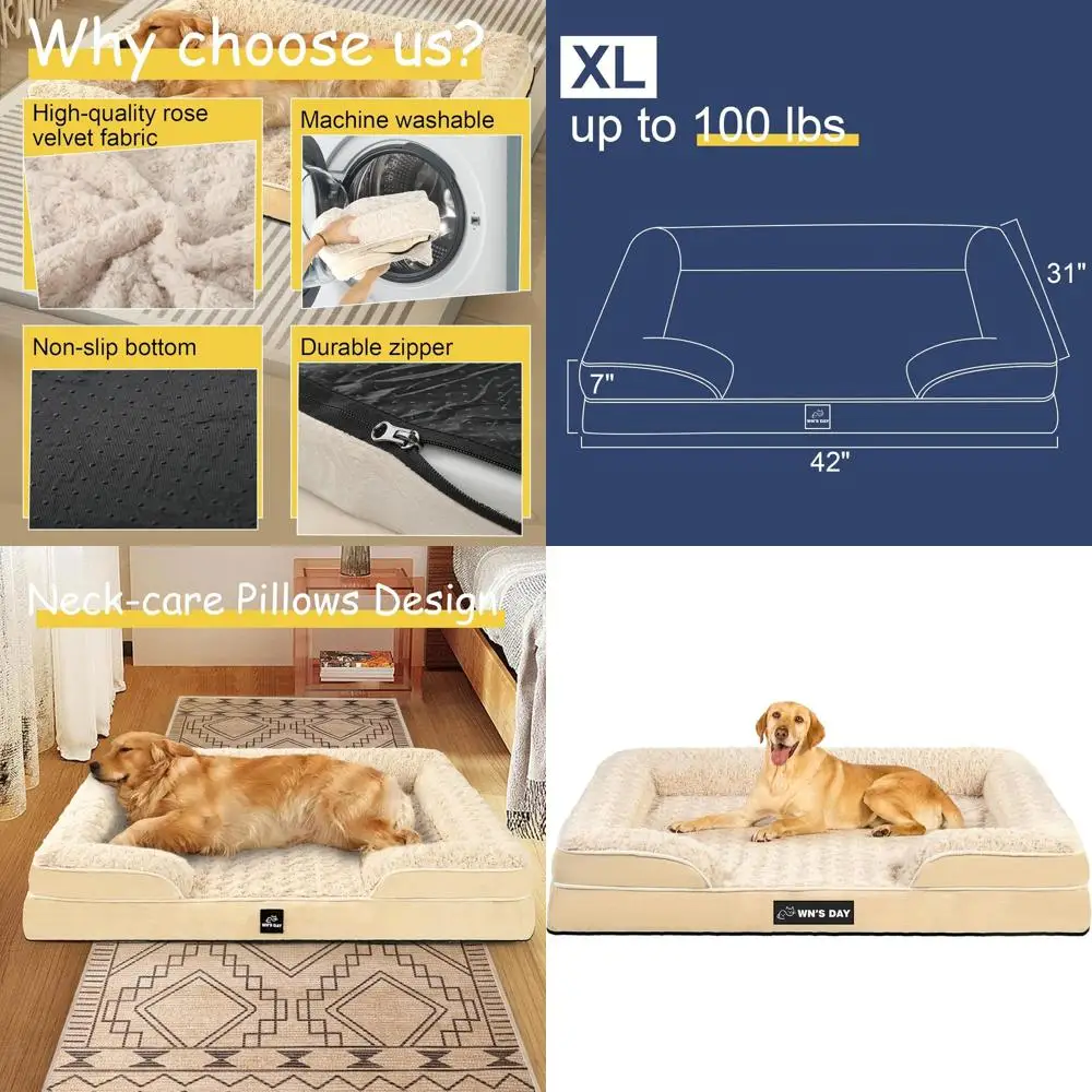 Очень большая моющаяся лежанка для собак из пены с эффектом памяти со съемным чехлом - прочная, водонепроницаемая лежанка-диван для животных, бежевая, XL
Очень большая моющаяся лежанка для собак из пены с эффектом памяти со съемным чехлом - прочная, водонепроницаемая лежанка-диван для животных, бежевая, XL