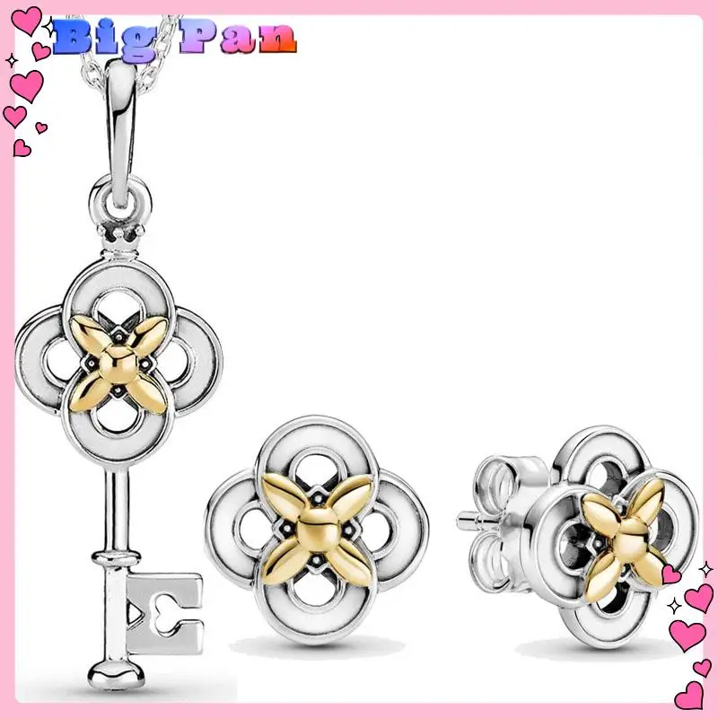 Authentic 925 Sterling Silver Passions Two-tone Key Flower Earring Necklace With Crystal For Women Jewelry Set Gift 2025
Authentic 925 Sterling Silver Passions Two-tone Key Flower Earring Necklace With Crystal For Women Jewelry Set Gift 2025