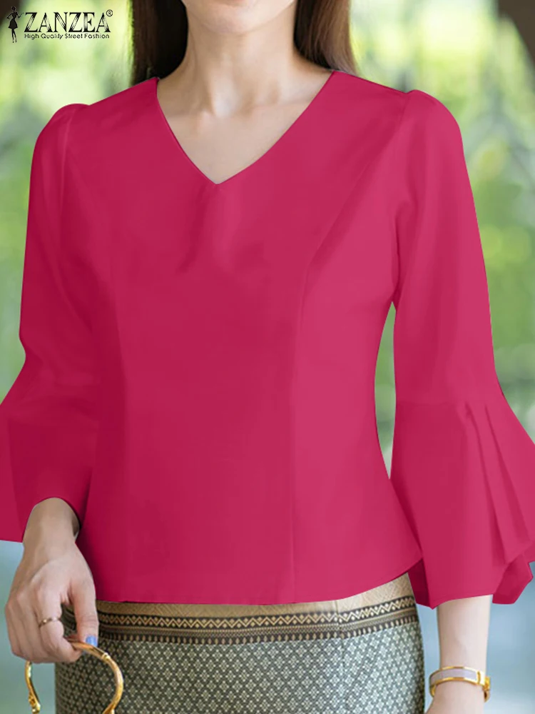 ZANZEA Women V Neck 3/4 Flare Sleeve Tunic Blouses 2025 Summer Office Work Shirts Stylish Tops Elegant Casual Solid Party Blusas
ZANZEA Women V Neck 3/4 Flare Sleeve Tunic Blouses 2025 Summer Office Work Shirts Stylish Tops Elegant Casual Solid Party Blusas