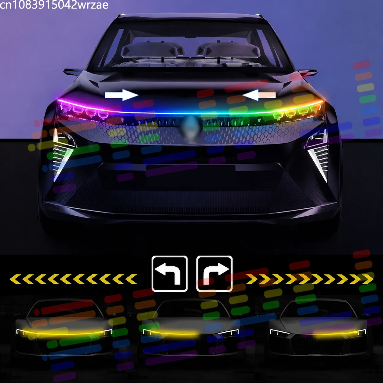 LED Car Hood Light Color Streamer-Style Turn Signal and Startup Function Dynamic Daytime Running Lights
LED Car Hood Light Color Streamer-Style Turn Signal and Startup Function Dynamic Daytime Running Lights