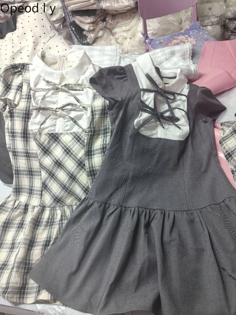 Japanese sweet girl bow shirt-style thin dress 2026 summer new casual office women's fashion short-sleeved plaid dress
Japanese sweet girl bow shirt-style thin dress 2026 summer new casual office women's fashion short-sleeved plaid dress