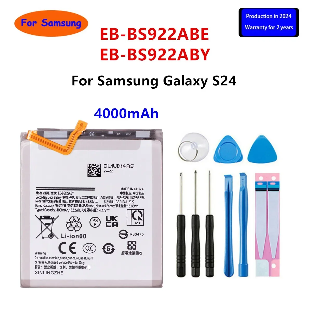 Brand New EB-BS922ABE EB-BS922ABY 4000mAh Battery For Samsung Galaxy S24 Mobile Phone Batteries+Tools
Brand New EB-BS922ABE EB-BS922ABY 4000mAh Battery For Samsung Galaxy S24 Mobile Phone Batteries+Tools