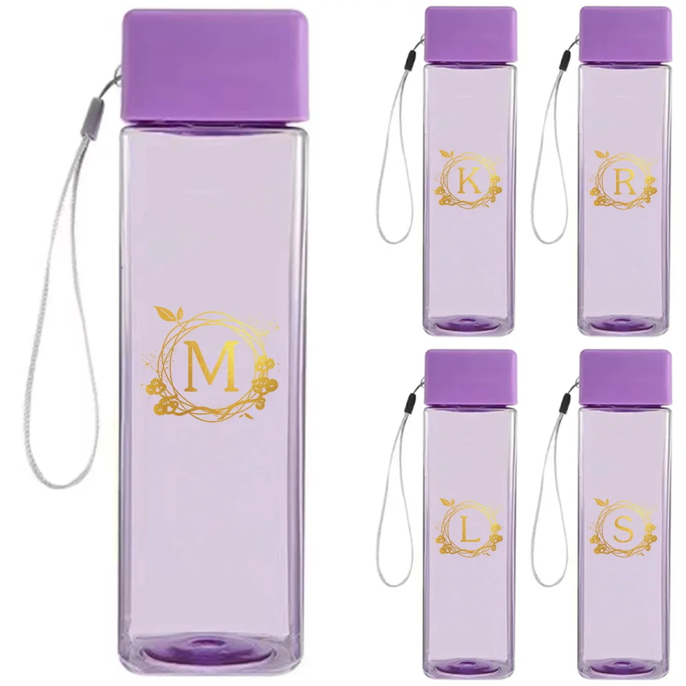 Minimalist Square Water Bottle Purple Transparent Plastic Cup With Wrist Strap Portable Leak-Proof Tumbler Wreath Pattern
Minimalist Square Water Bottle Purple Transparent Plastic Cup With Wrist Strap Portable Leak-Proof Tumbler Wreath Pattern
