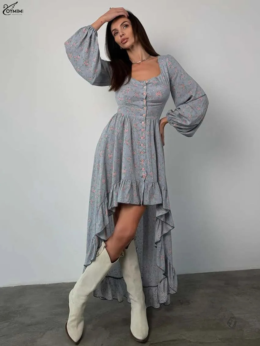 Oymimi Elegant Grey Print Dresses For Women Fashion V-Neck Puff Sleeve Single Breasted Dresses Summer Ruffled Floor-Length Dress
Oymimi Elegant Grey Print Dresses For Women Fashion V-Neck Puff Sleeve Single Breasted Dresses Summer Ruffled Floor-Length Dress