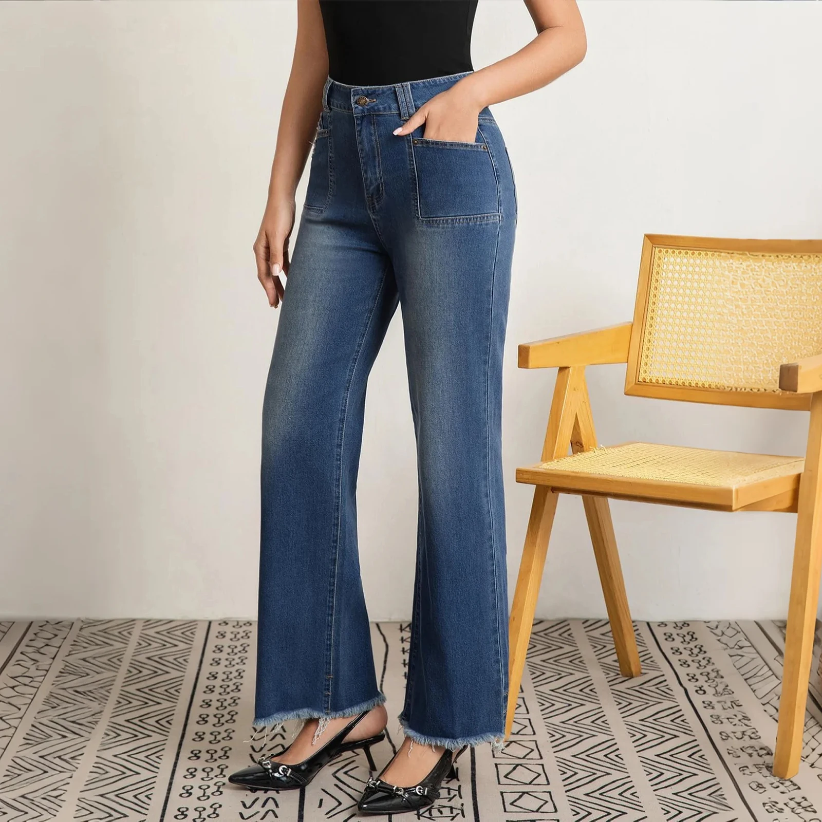 Women's New Jeans Causal Straight Mid-Waisted Jeans Spring Autumn Thin Wide-Leg Retro Temperament Daily Commute All-Match Pants
Women's New Jeans Causal Straight Mid-Waisted Jeans Spring Autumn Thin Wide-Leg Retro Temperament Daily Commute All-Match Pants