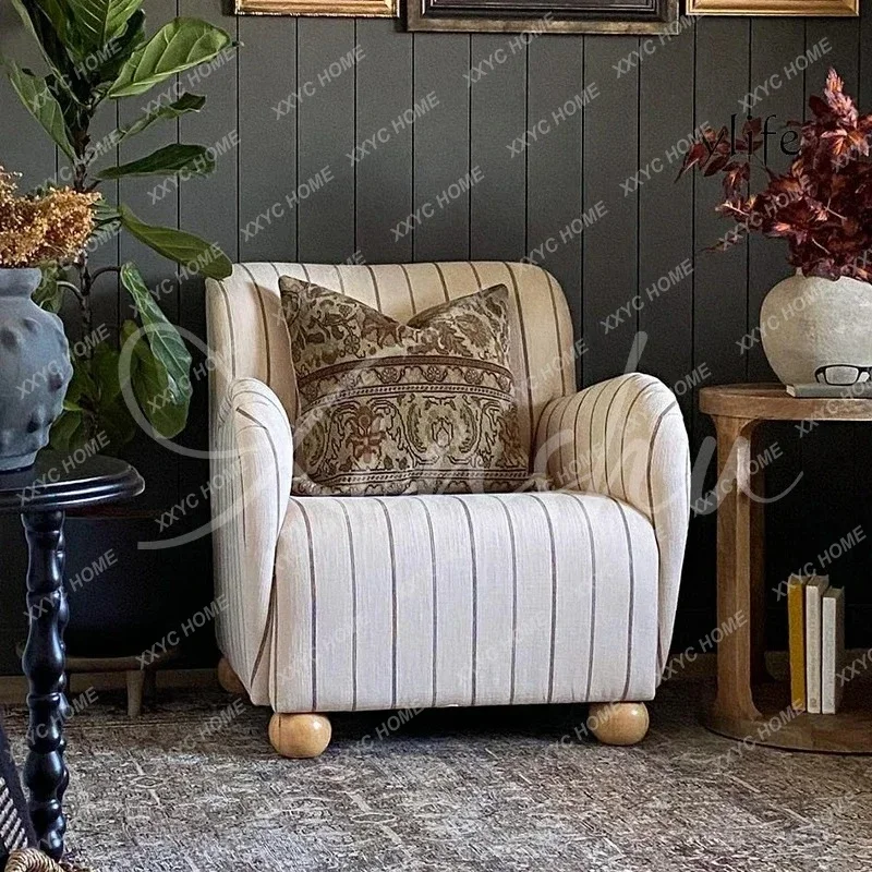 C Bedroom Leisure Chair Simple Solid Wood Sofa Chair Small Apartment Striped Fabric Single Chair
C Bedroom Leisure Chair Simple Solid Wood Sofa Chair Small Apartment Striped Fabric Single Chair