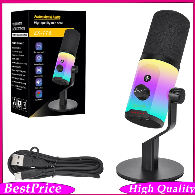 IRIN ZX-778 RGB USB Gaming Microphone – Podcast, Game Chat & Video Calls –Microphone with Adjustable Stand
IRIN ZX-778 RGB USB Gaming Microphone – Podcast, Game Chat & Video Calls –Microphone with Adjustable Stand