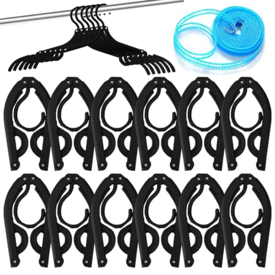12 PCS Travel Hangers, Portable Folding Clothes Hangers Travel Accessories, Foldable Drying Rack, Black Non Slip Clothing Hange
12 PCS Travel Hangers, Portable Folding Clothes Hangers Travel Accessories, Foldable Drying Rack, Black Non Slip Clothing Hange